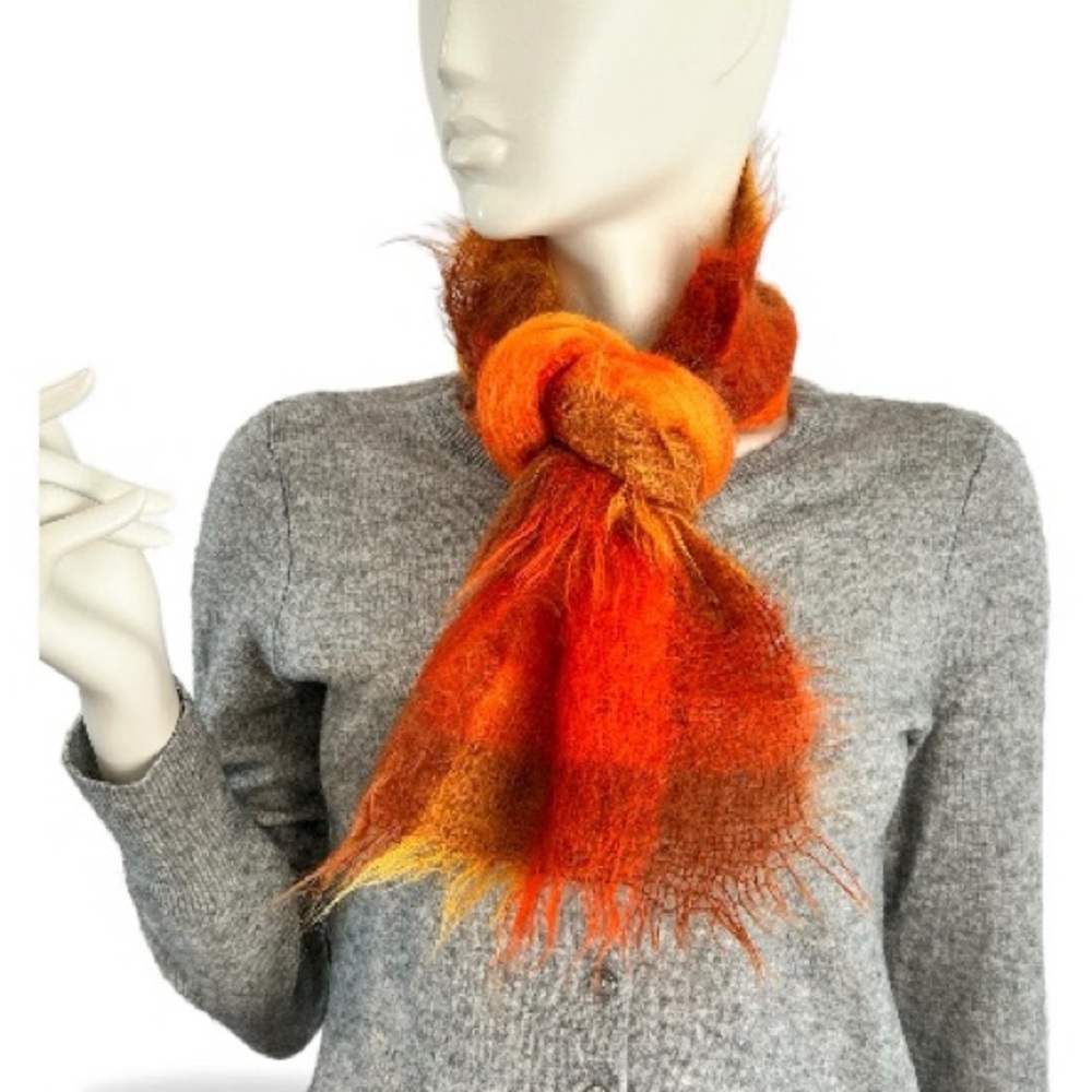 Vintage Petite Brightly Coloured Mohair Neck Scarf